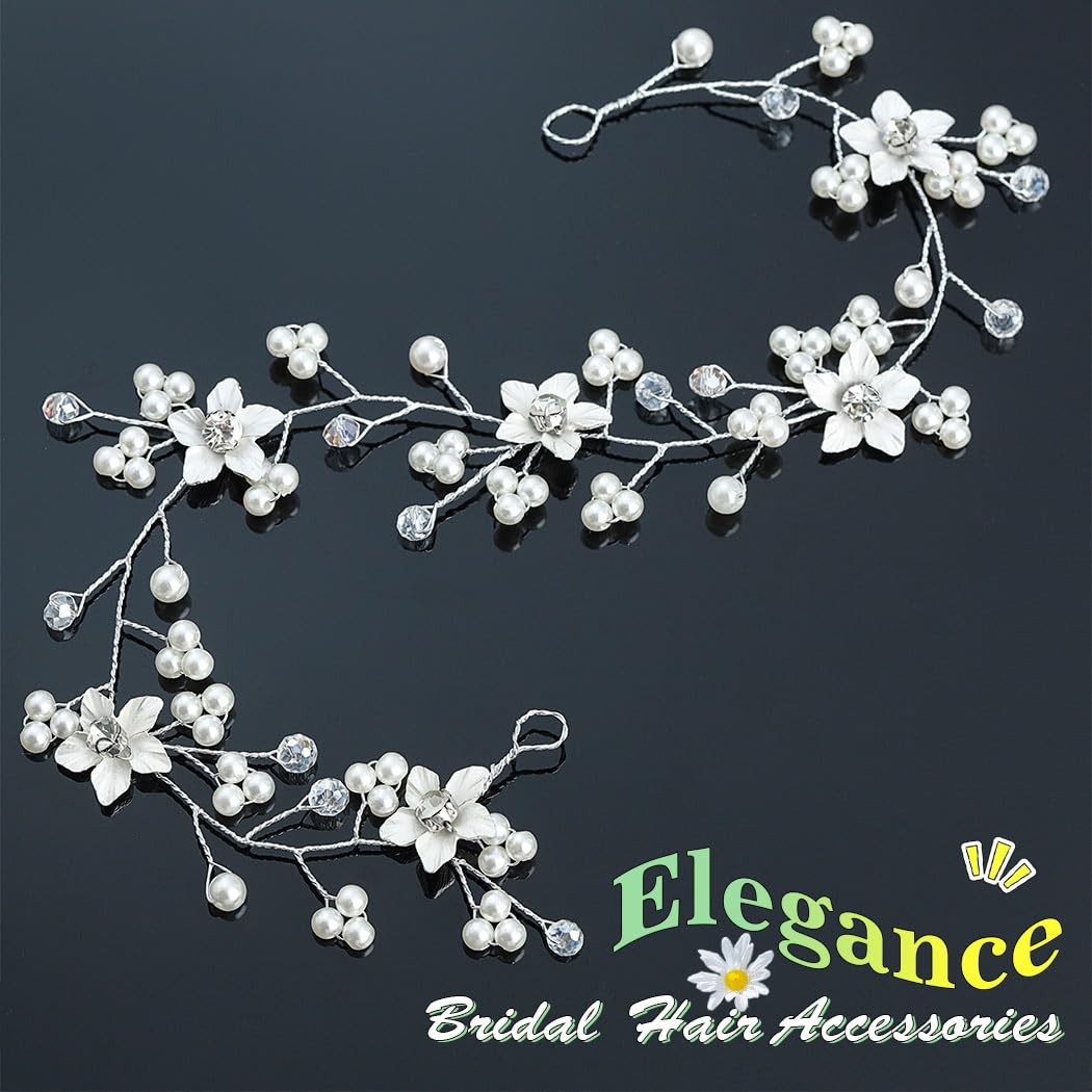 JAKAWIN Flower Hair Vine Wedding Hair Piece Bridal Hair Accessories image 2