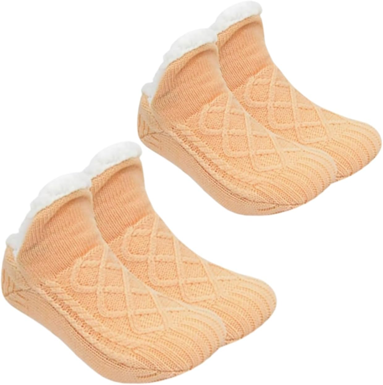 Fluffy Fuzzy Room Socks 2 Pair Set for Women and Men Warm Plush Indoor Slipper Socks Cozy Fleece Lined Ankle Style for Home
