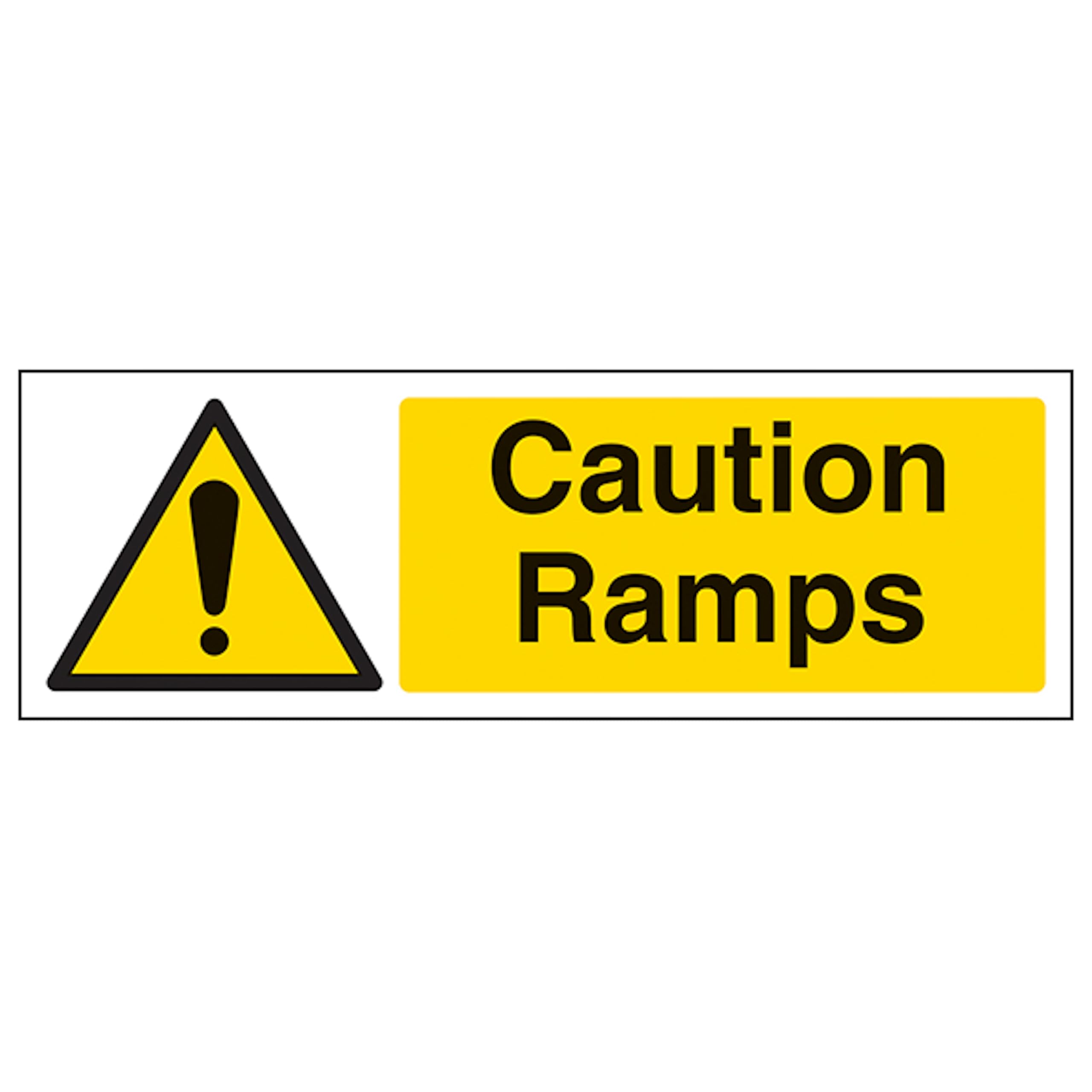 V Safety Caution Ramps - Landscape 300 x 100 mm - 2mm Rigid Plastic Safety Sign