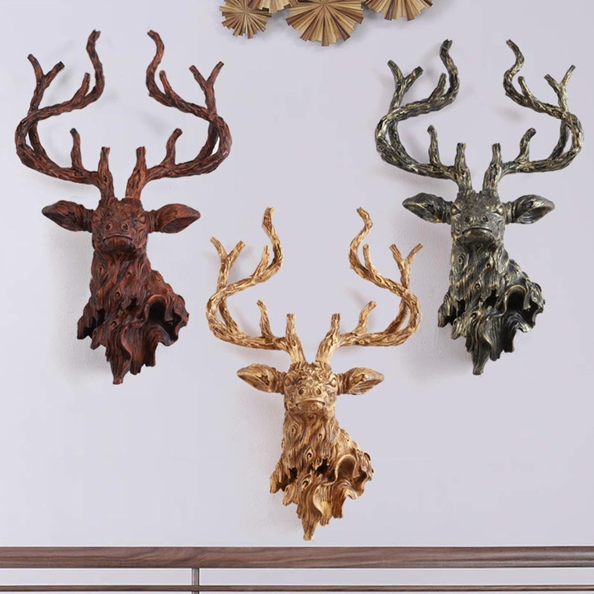 Testa di cervo da parete 3D in resina, decorazione nordica per soggiorno
