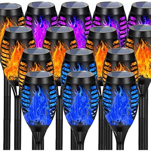 AOUNQ Outdoor Christmas Decorations, Upgraded 16 Pack LED Flickering Flame Solar Christmas Lights Outdoor Waterproof for Garden Decor, Mini Christmas Lights Outdoor Yard Decorations Cover