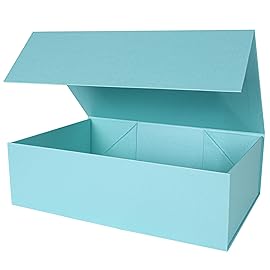Aimyoo Blue Collapsible Gift Box with Magnetic Closure Lids 13.8x9x4.3 in, Large Bridesmaid Groomsman Proposal Boxes, Rectangle Present Box for Graduation Birthday Storage 1 Pack