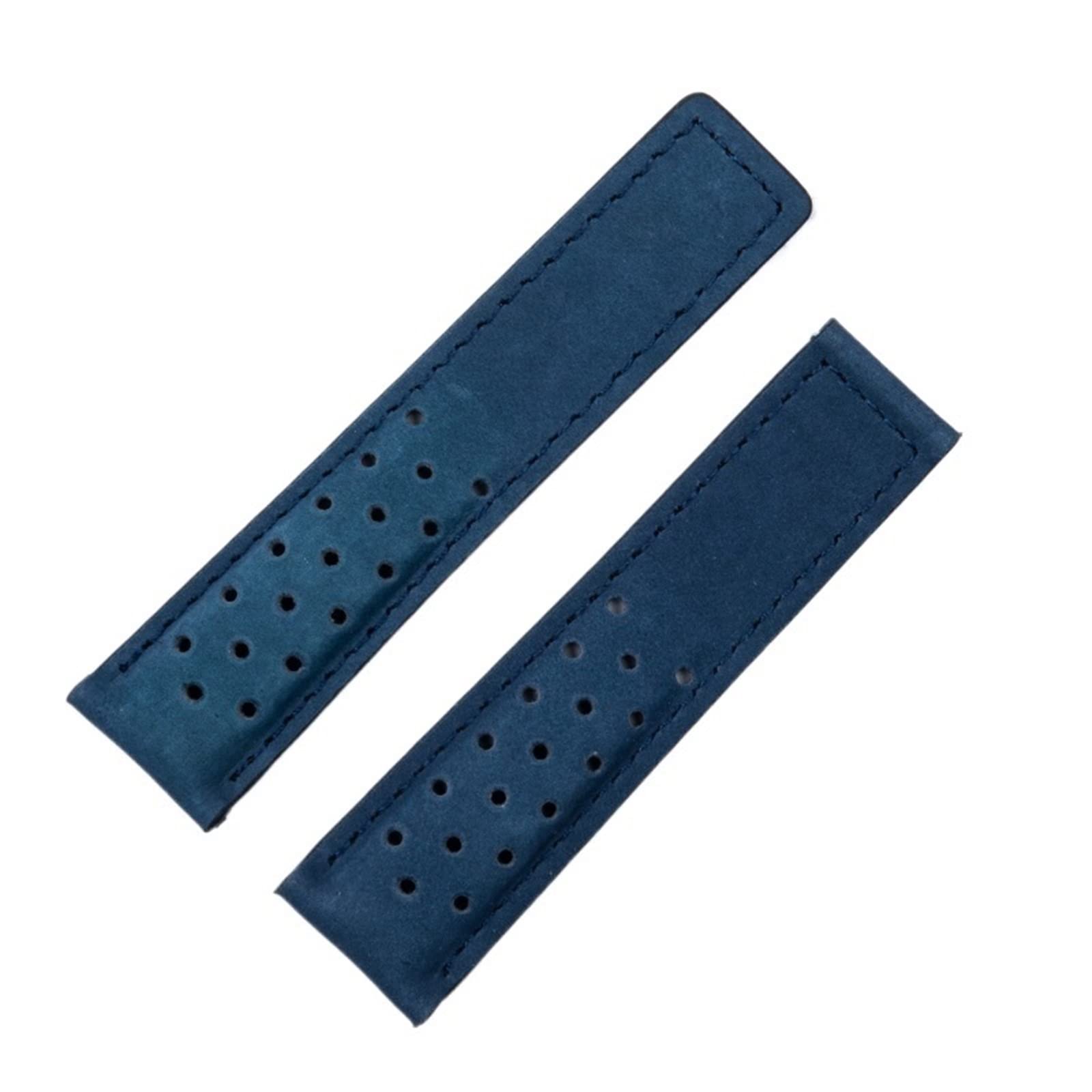 Czke Blue No Buckle 20Mm 22Mm 24Mm Genuine Frosted Leather Watchband For Tag Strap For Heuer Carrera Aquaracer Monaco F1 Watch Band Bracelet Buckle (Color : Size : 22Mm)