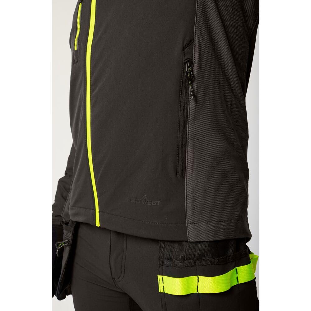 Portwest EV475 - Chaqueta de trabajo ajustada para hombre, tela elástica, cremallera inversa con estampado reflectante