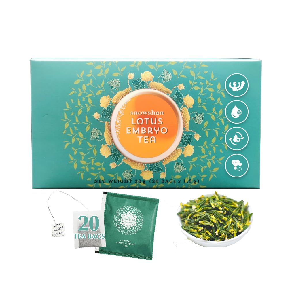 SUNBELEAF - Snowshan Lotus Embryo Tea | Lotus Flower Tea | Enhance Circulation | Detox Tea | Herbal Tea | 20 Tea Bags | Made in Vietnam