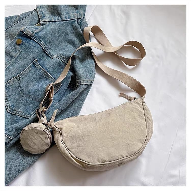 Image of Nylon Crescent Crossbody Bag for Women Purses Trendy Men,Small Travel Sling Bag Hobo