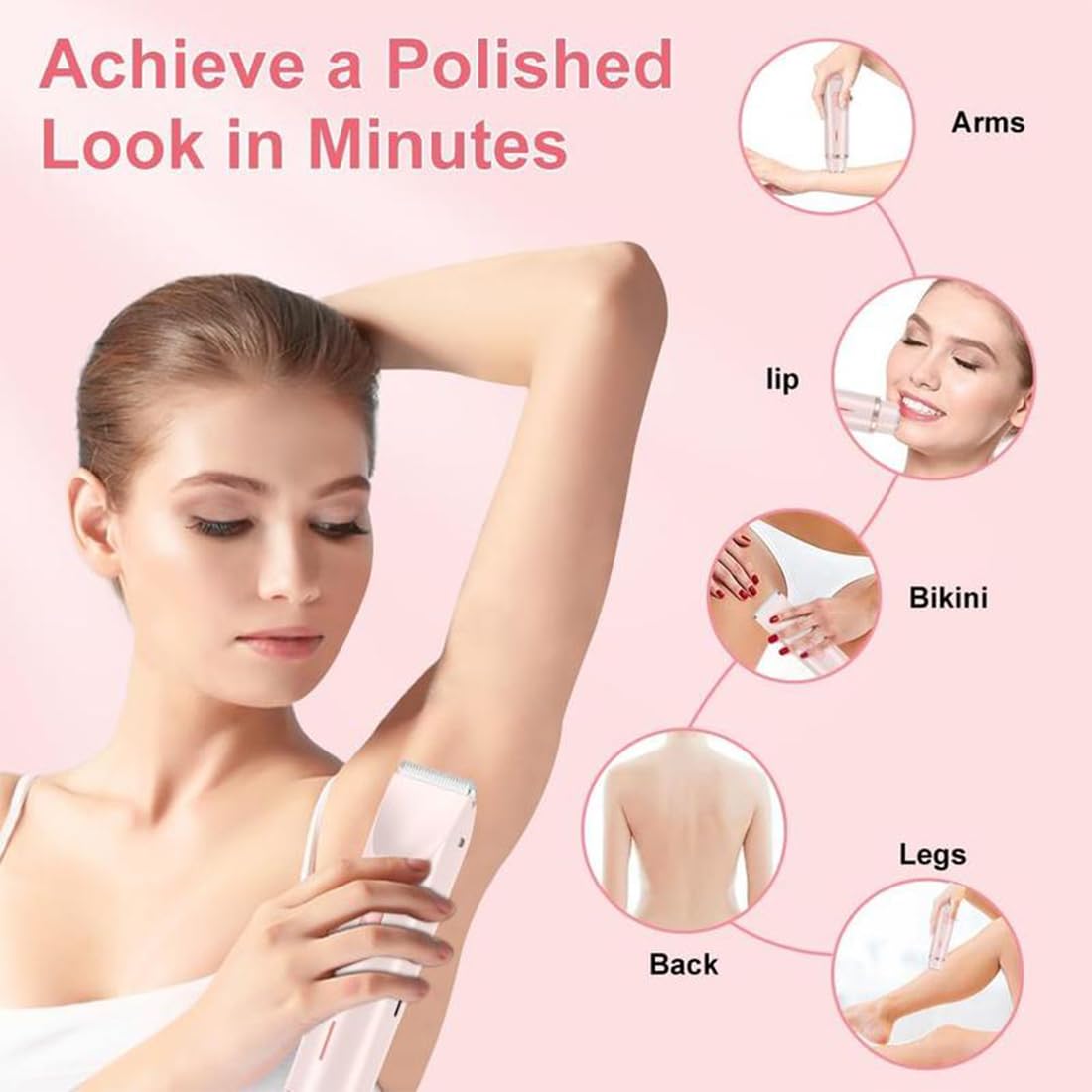 Glowshave - Rasoio Aura 2 in 1 per barba, gambe, braccia, ascelle, pubica, ricaricabile USB, impermeabile IPX7, facile pulizia (2 set)