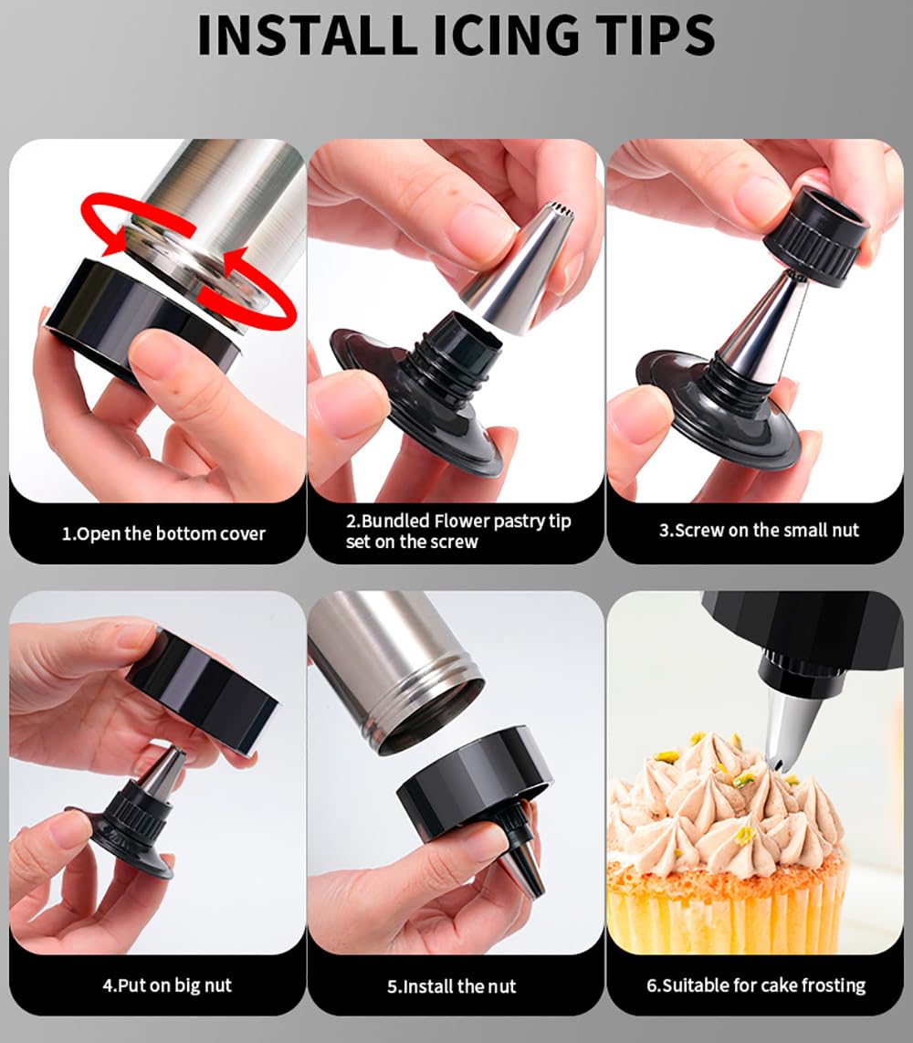 Sparabiscotti Pressa per Biscotti in Acciaio Inossidabile,Professionale Biscotto in Inox Biscotti Sparabiscotti con 1 PCS Pistola di Glassa + 8 PCS Stampo per Biscotti + 4 PCS Punte di Glassa Biscuit