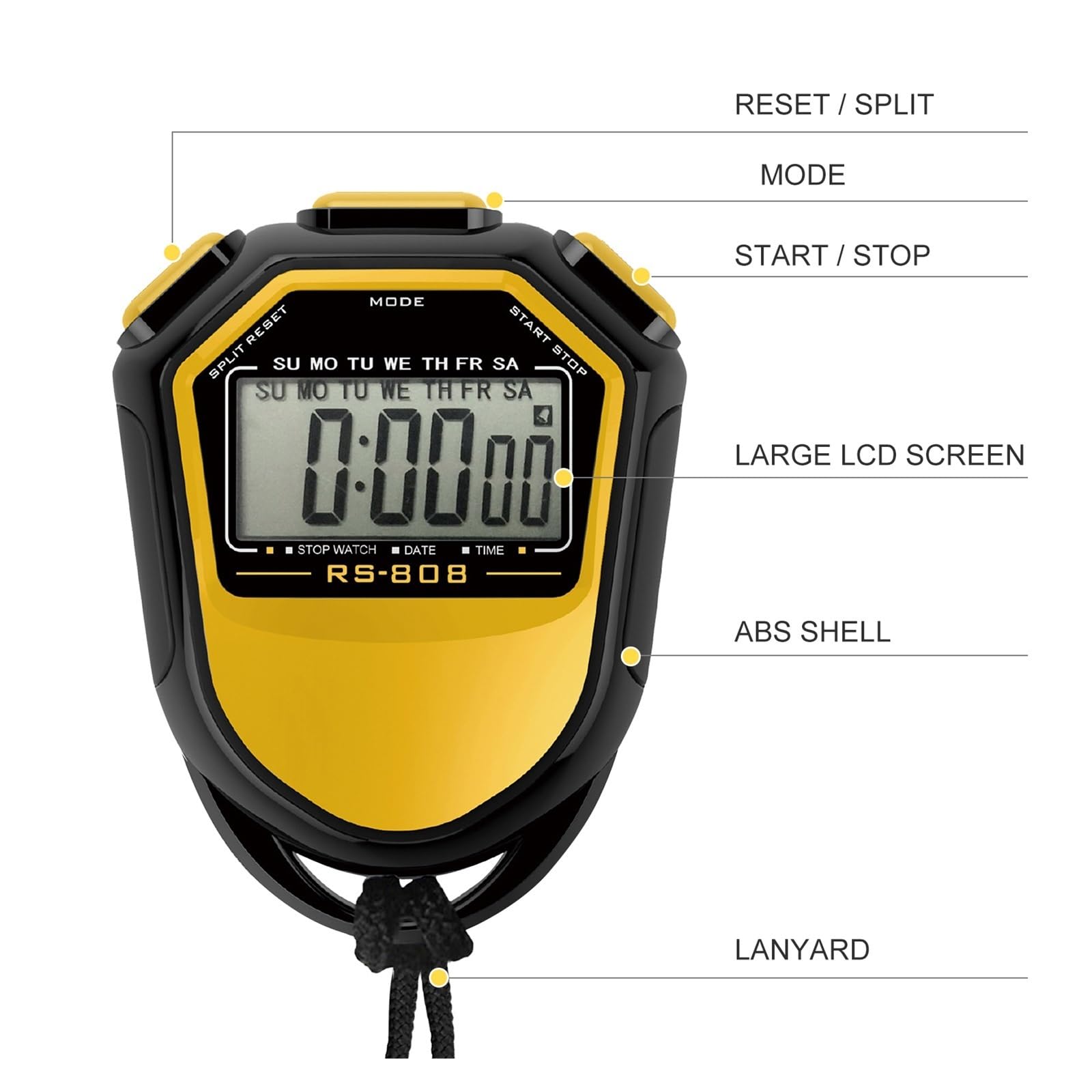 cronometro, Cronometro impermeabile digitale portatile LCD Timer sportivo con(Orange)
