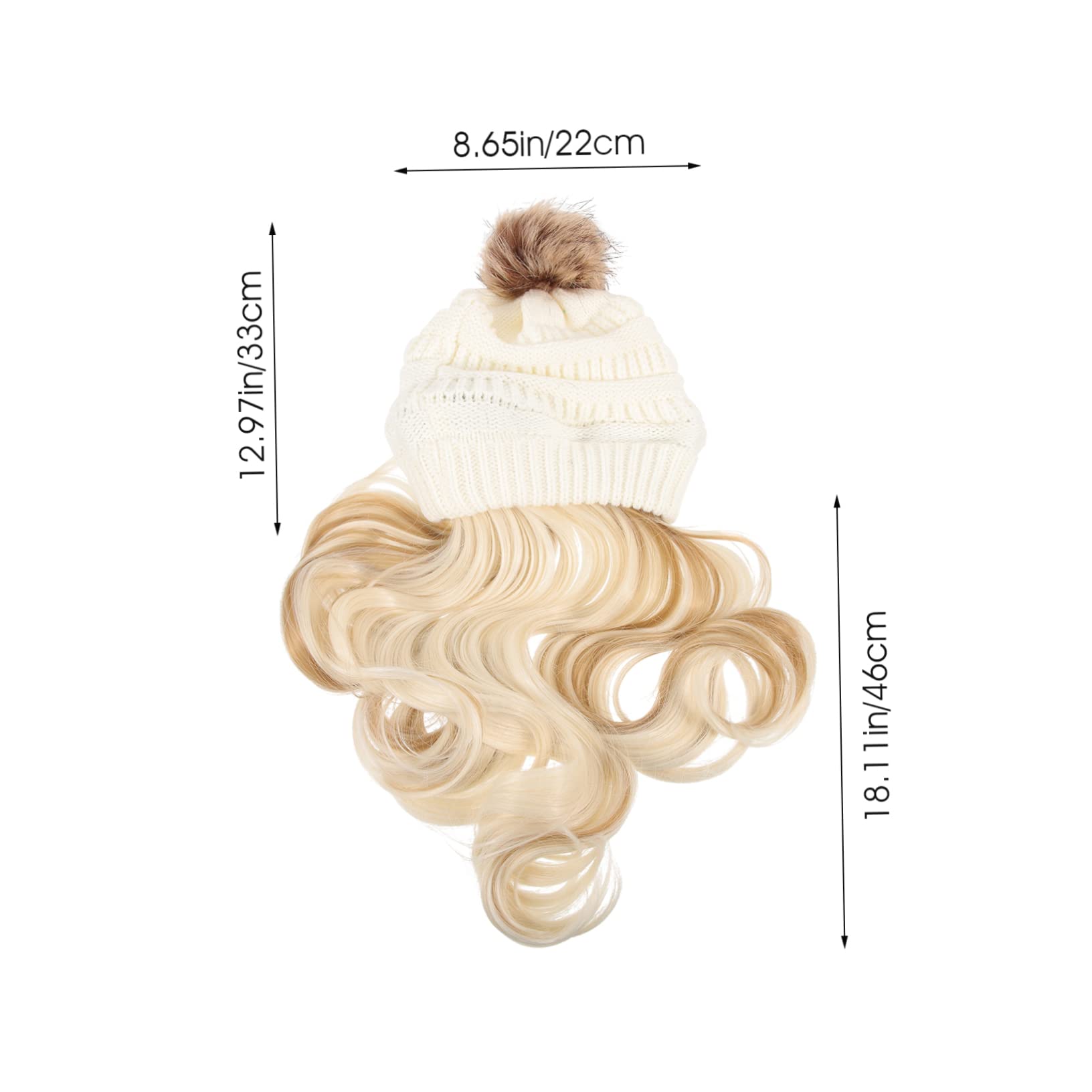 FRCOLOR Gorro con Pelo para Mujer de Seda de Alta Temperatura y Lana, Peluca Larga Ondulada con Ajuste Elástico Adecuado para Uso Diario y Dormir
