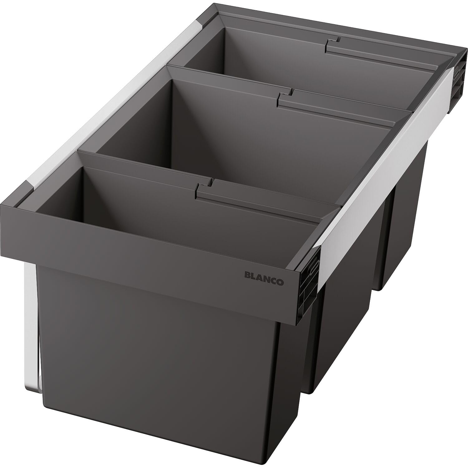 BLANCO FLEXON II low 80/3 | Abfall Müllsystem | 1x30 Liter 1x19 Liter und 1x16 Liter Eimer | Min. Einbauhöhe: 324mm | [73,6x40x32,5 cm] | für 80 cm breite Unterschränke