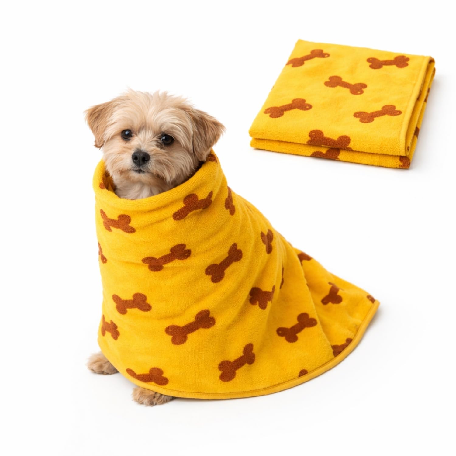 Homeshopa.com Yellow Homeshopa Dog Towel, Super Absorbent Microfibre Pet Cloth, Fast Drying Super Soft Pet Bath Towels For Dog And Cat, Machine Washable