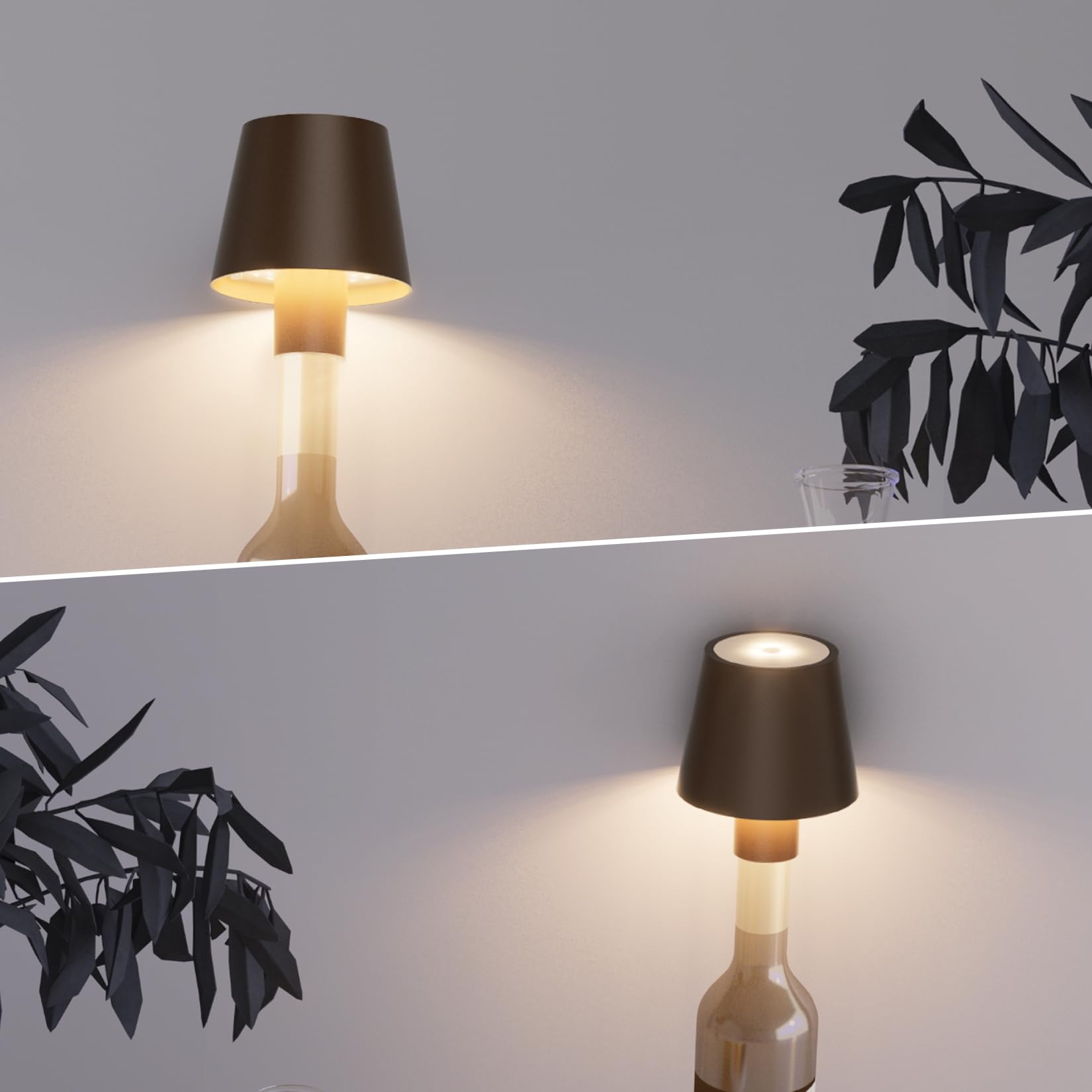 2 Pezzi Luce per Bottiglia Dimmerabile a LED senza fili, Luce per Bottiglia Portatile con Batterie, Lampada da Tavolo Tattile IP54 per uso interno/esterno, bar, ristoranti, Rosso ruggine