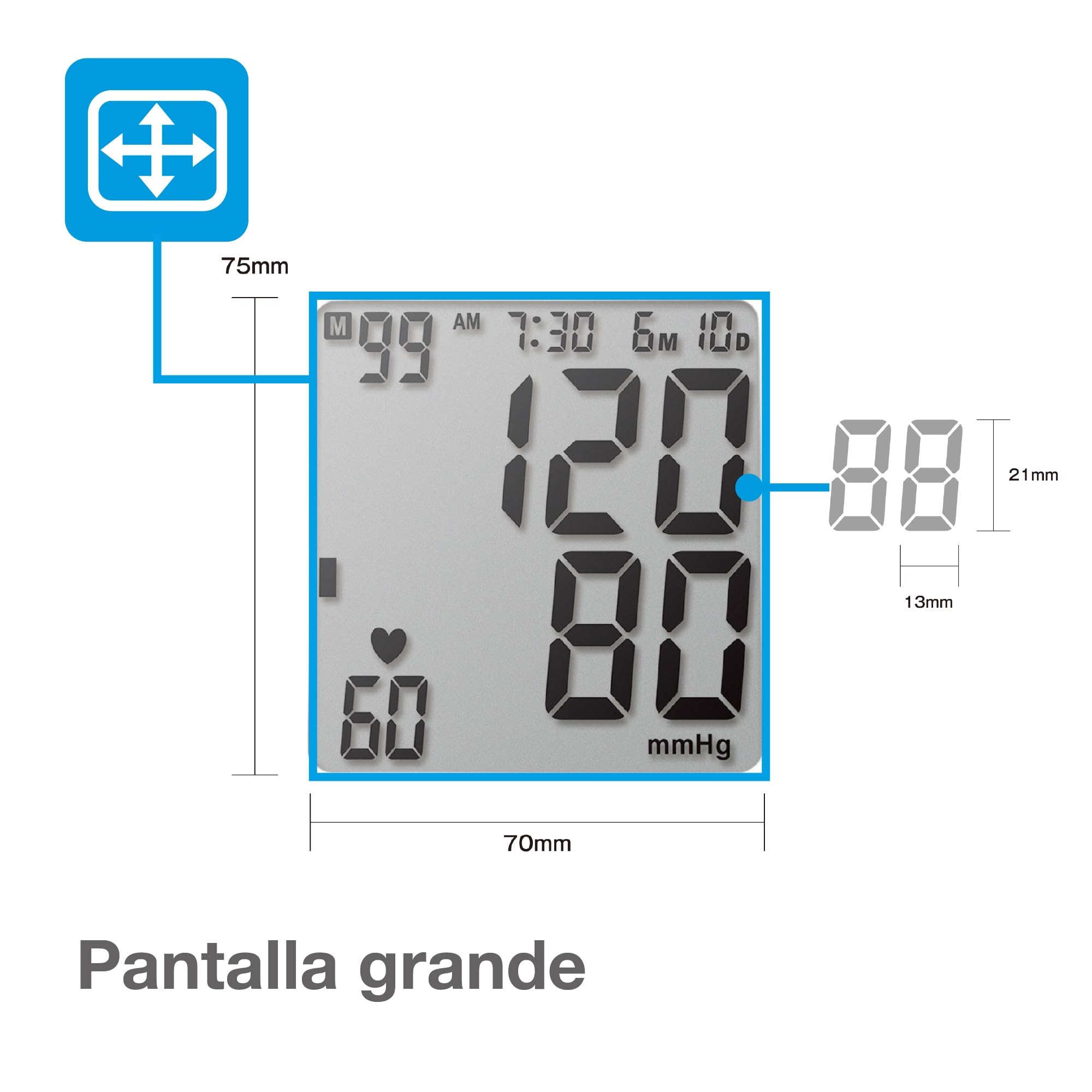 Tensiómetro digital Citizen CHUD517 para uso doméstico con brazalete ancho (22-42 cm), pantalla LCD grande, pantalla de hipertensión