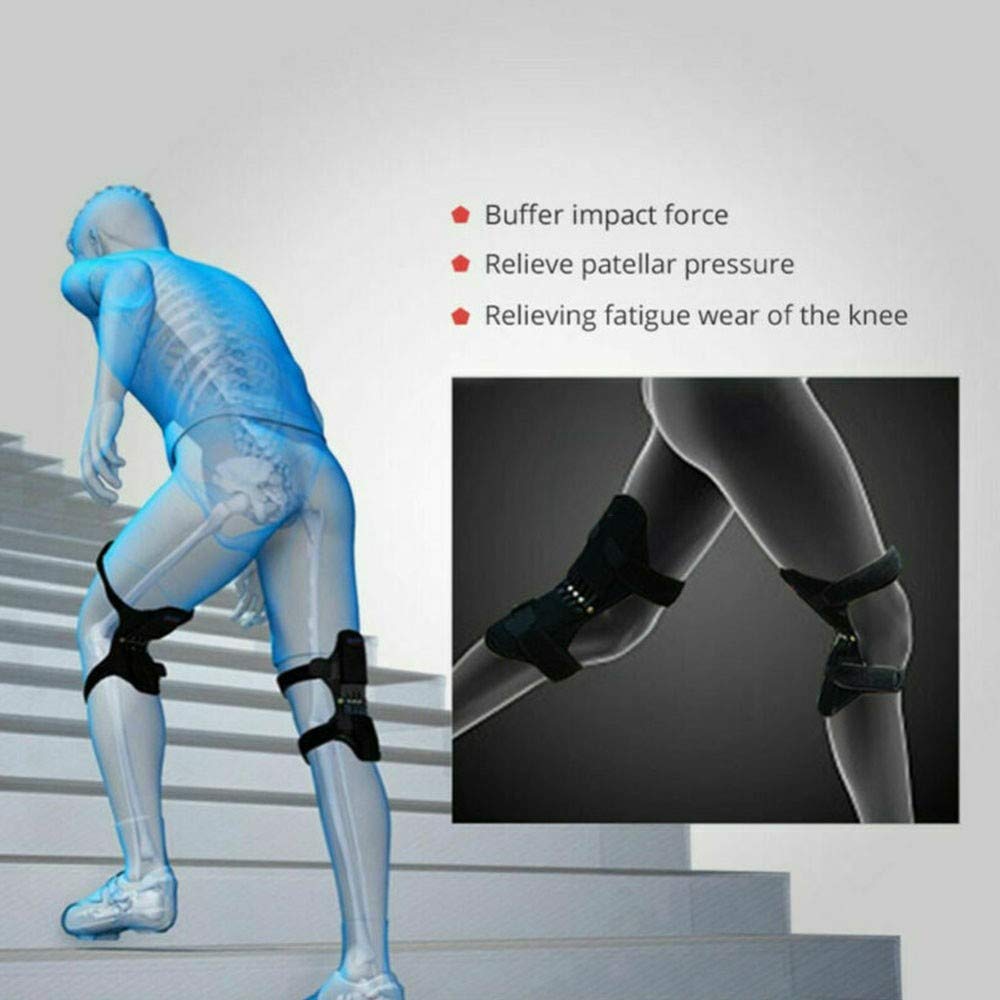 Knieschützer zur Gelenkunterstützung – Power Lift Kniestabilisatorpolster – Leistungsstarker Rückprall-Springkraft-Knieschutz-Booster – Kniebandage zur Linderung von Gelenkschmerzen – 1 Paar