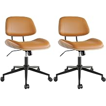 Armless Office Chair Set of 2, Adjustable Height Desk Chair, Brown