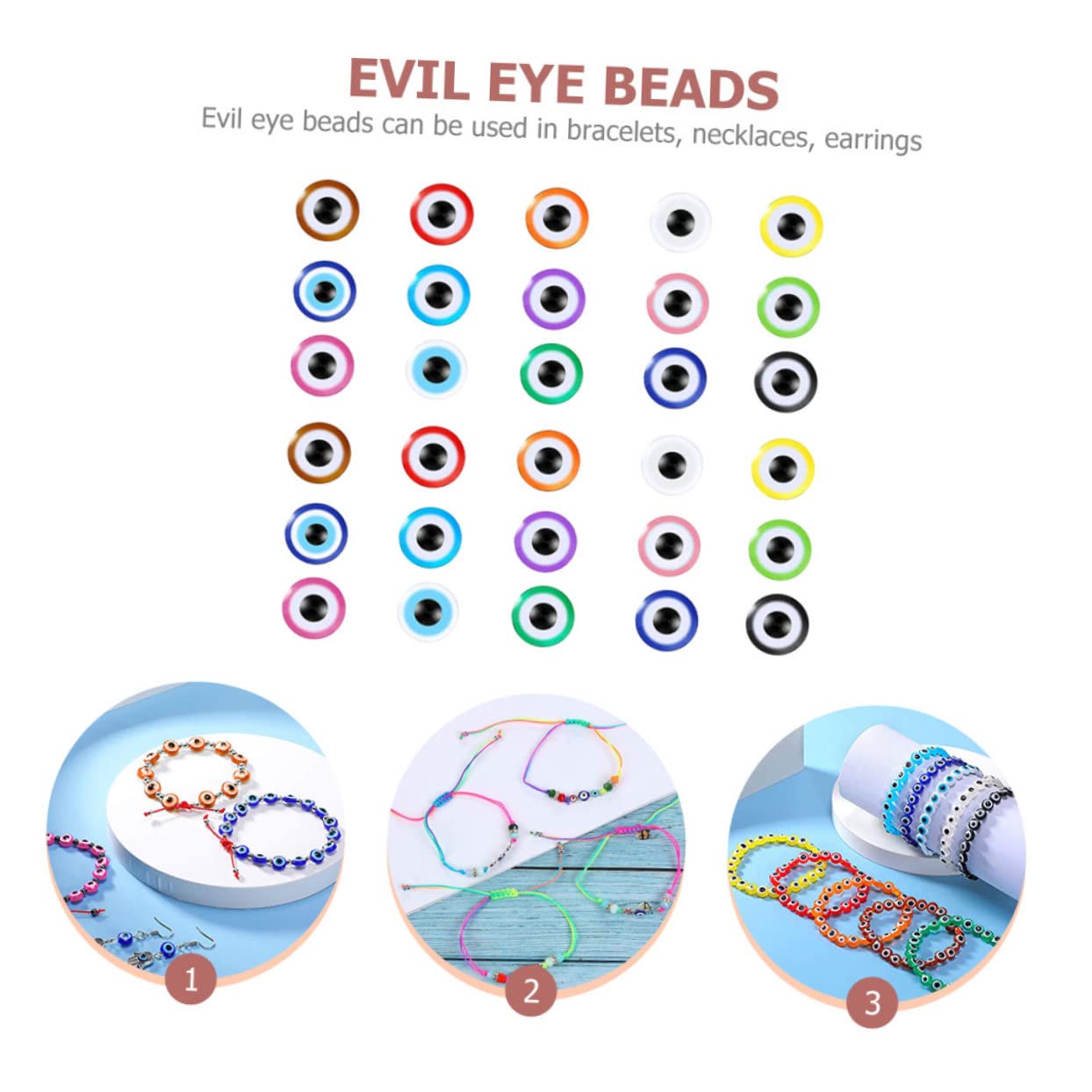 DOITOOL 3 Cajas Kit de Compartimentos de Cuentas de Ojo Turco para Manualidades Abalorios DIY para Pulseras Collares y Accesorios de Joyería Artesanal