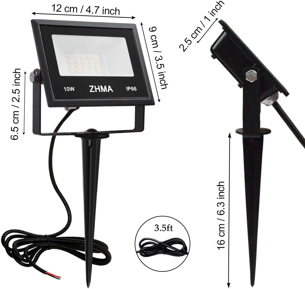Buy 1 get 1 🔥 ZHMA 10W LED Landscape Lights 12V Landscape Lighting Low Voltage Waterproof Warm White Garden Light for Yard, Lawn, Wall, Trees Lighting, Outdoor Spotlights with Spike Stand [8 Pack]