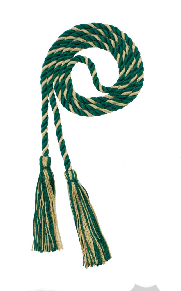 Tassel Depot Graduation Honor Cord - Dark Green/Old Gold - Every School Color Available - Made In Usa