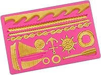 Vista 6 de Molde de silicona con temática de velero, moldes de fondant, olas de mar, moldes de silicona para pasta de goma, moldes de chocolate para decoración