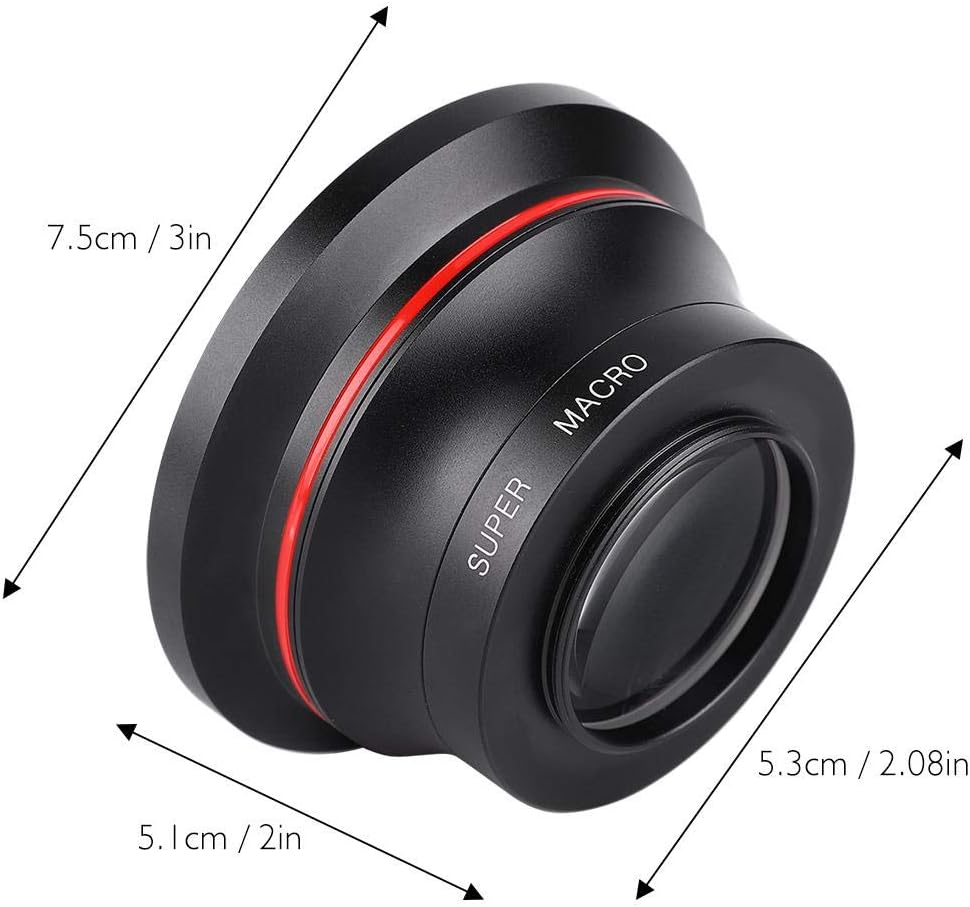 Cell Phone Camera Lens Attachment, Macro Lens 0.39X Super Wide Angle Lens with 37mm Phone Clip for DV Cameras Mobile Phones