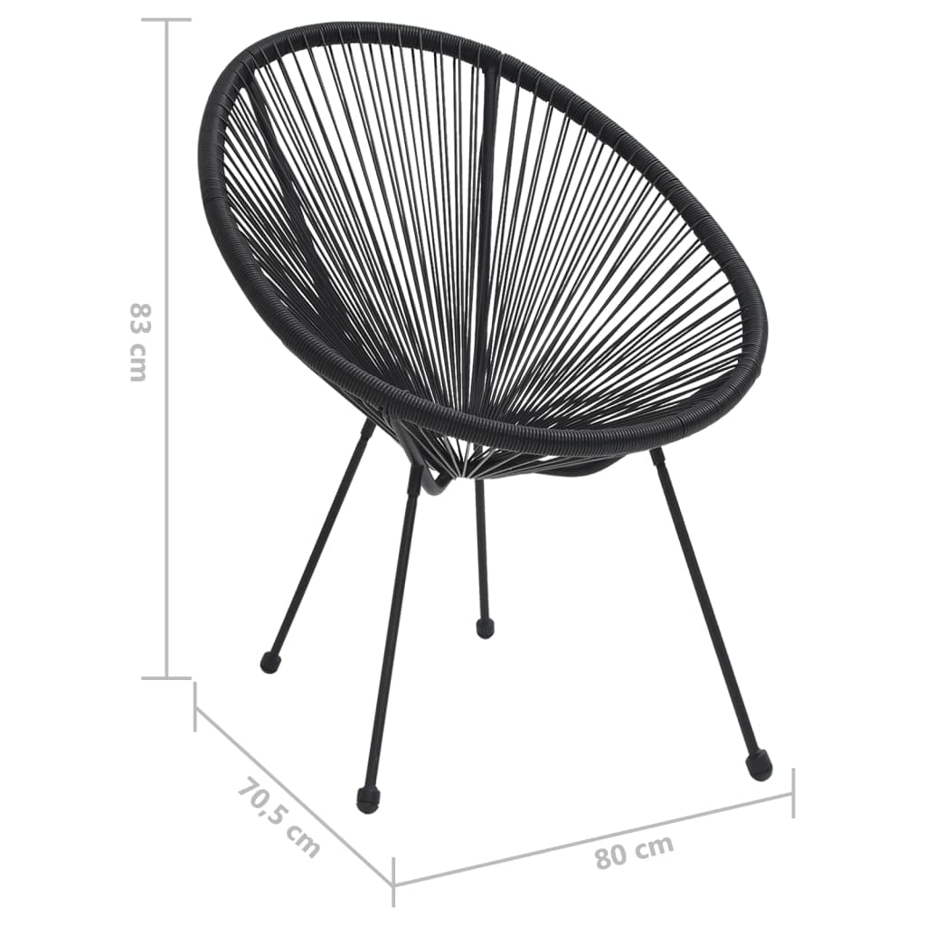 BERARDI | Sedia lounge EGG acapulco da interno ed esterno, design ergonomico in polyrattan nero e struttura in acciaio impermeabile e resistente, Colore nero, Nuova edizione