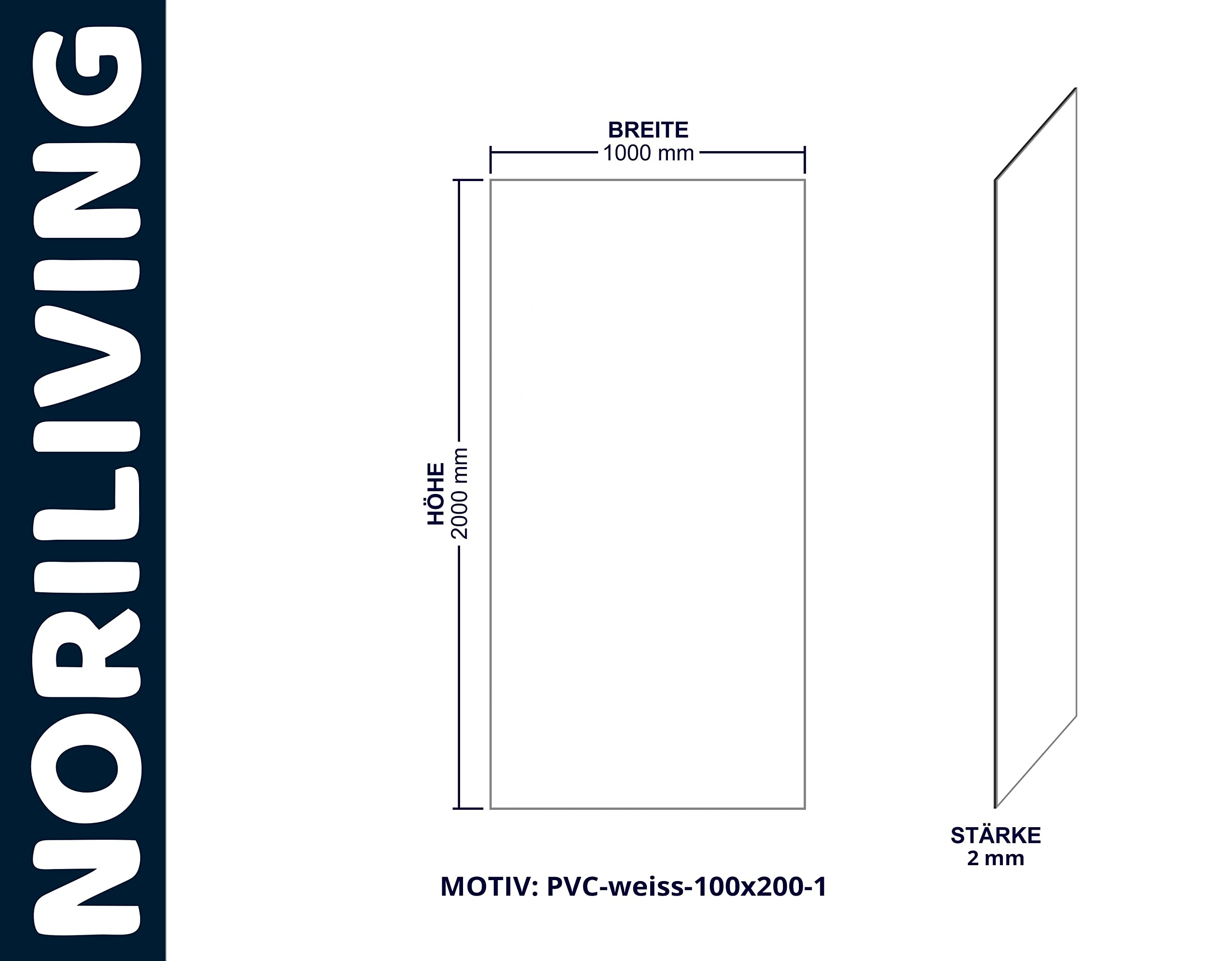 Duschrückwand aus hochwertigem Hart PVC (weiß) – Fugenlose Badezimmer Wandverkleidung aus 2mm starker Kunststoffplatte (200x100cm) (1 teilig)