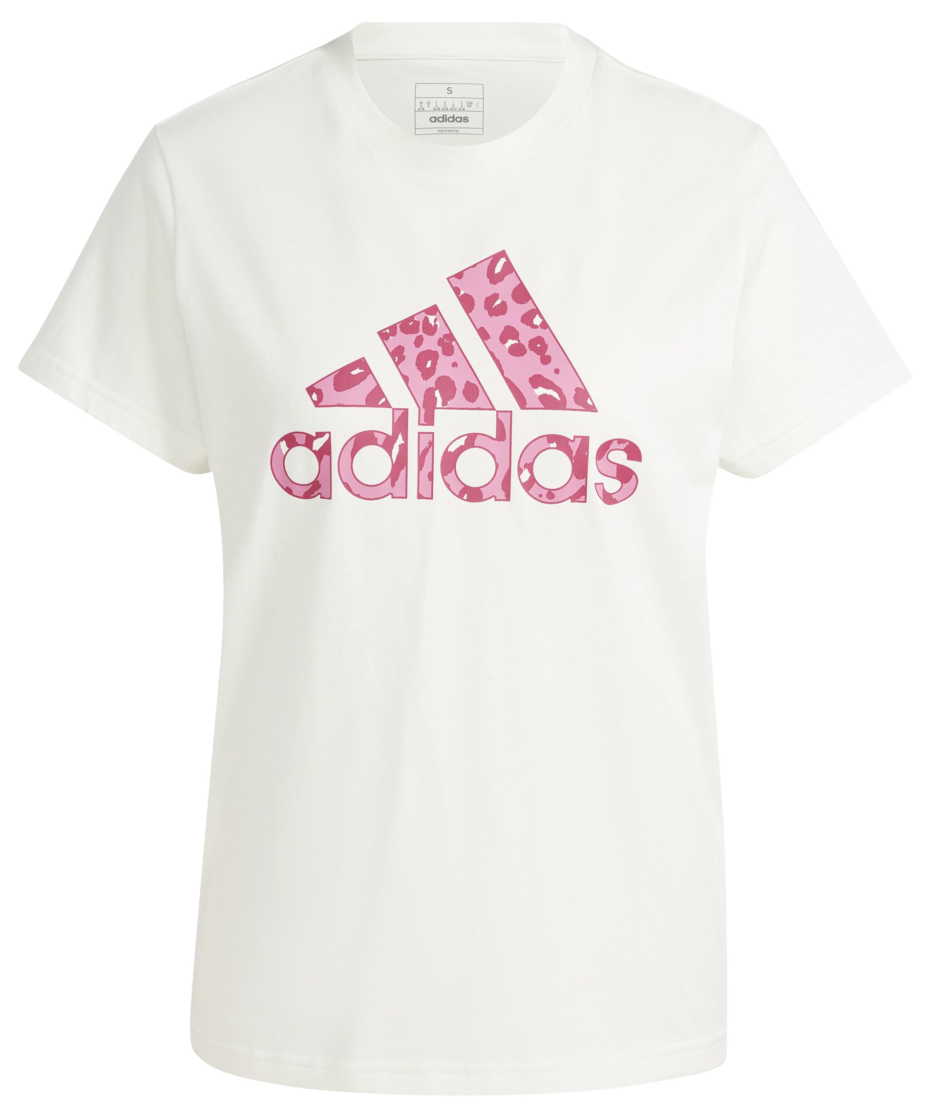 adidas Women's Animal Print Graphic Tee, Off White, XS