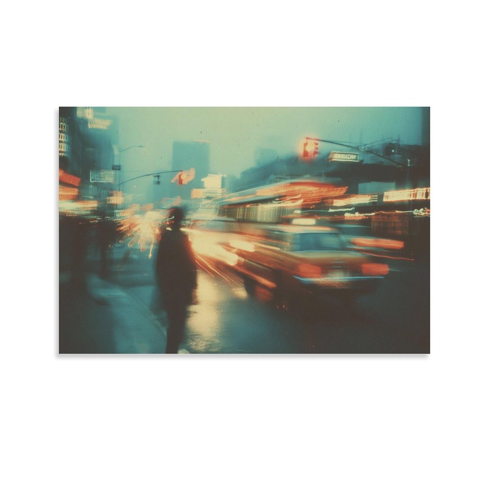 NQHXLRUDC Busy Street Canvas Wall Art Giclee Canvas Cultural Landscape Eclectic Wall Decor Cultural Landscape Giclee Artwork Natural for Living Room Bedroom 16x24inch(40x60cm)