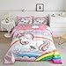 Feelyou Rainbow Unicorn Comforter Set Cute Unicorn Pattern Comforter for Kids Girls Cartoon Unicorn Bedding Set 1 Comforter & 2 Pillowcases