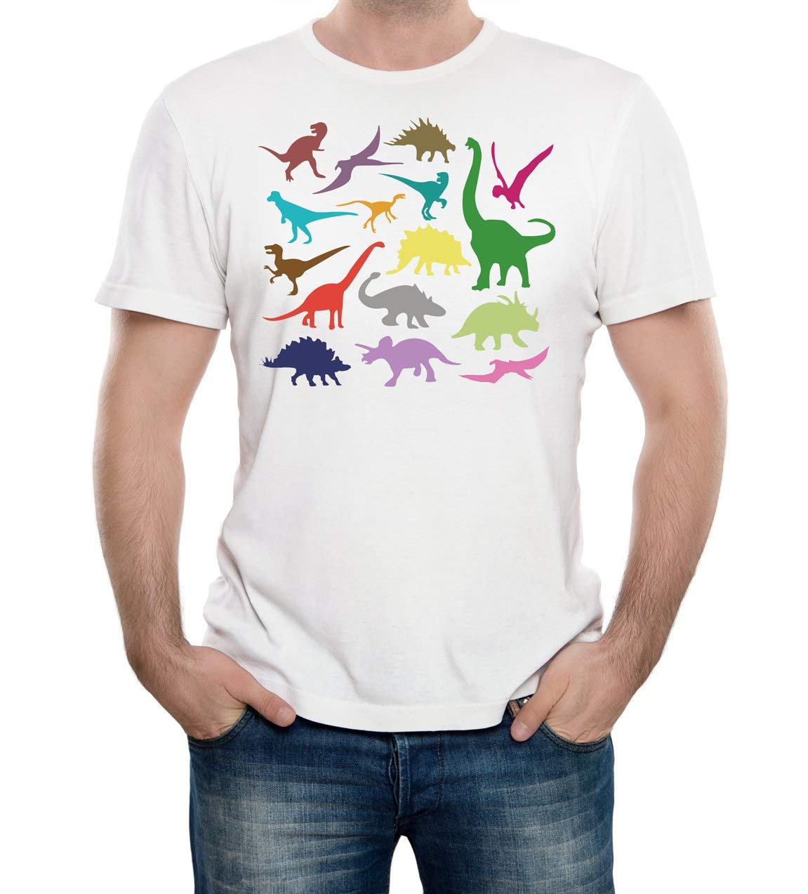 Reality Glitch Men's White Just Dinosaurs T-Shirt.