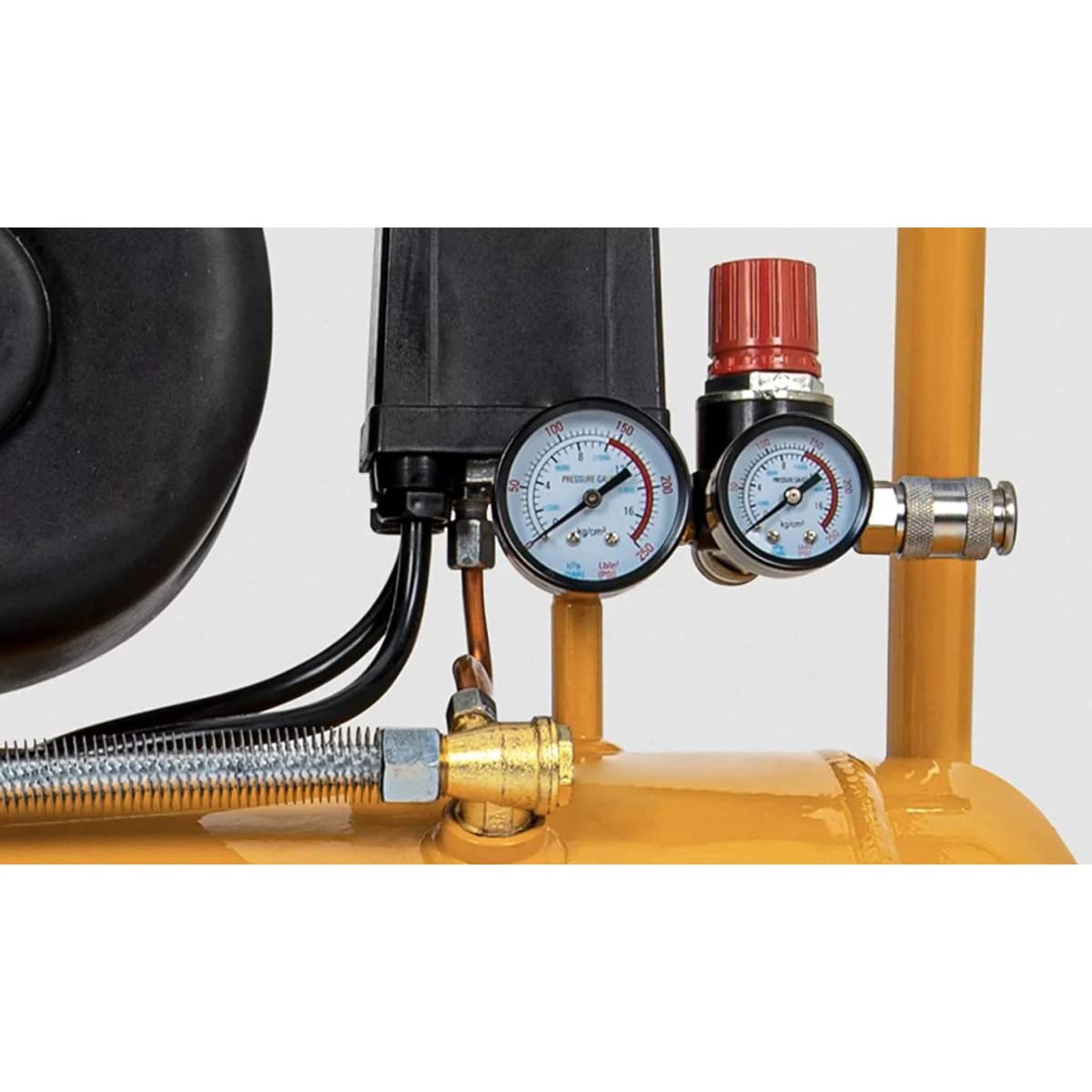 Vito - Compresor (50 L, 10 bar, 2,5 CV, 1900 W, incluye reductor de presión, depósito de 50 l, 2 manómetros y 2 acoplamientos rápidos