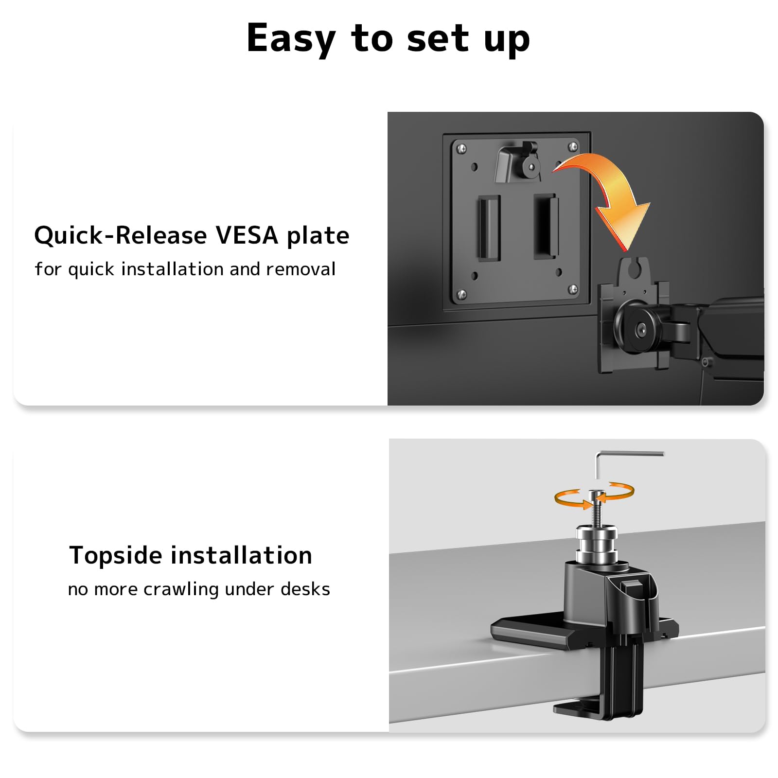 Braccio Monitor Doppio per Scrivania, Supporto per Schermi da 17 a 40 Pollici, Regolabile in Altezza e Orientabile, Carico 12kg per Braccio, VESA 75x75/100x100 | Design ergonomico, allineamento preciso, stabile & robusto, risparmio spazio, 12 kg per bracc