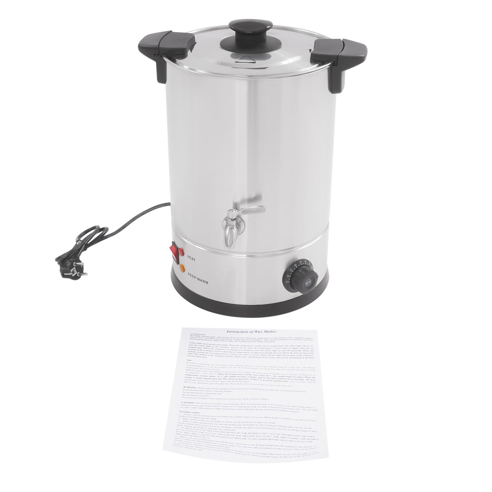 jiumxliu 12L - Cera de fusión de cera con regulador de temperatura, con protección de funcionamiento en seco y grifo, para velas de soja, abejas y parafina