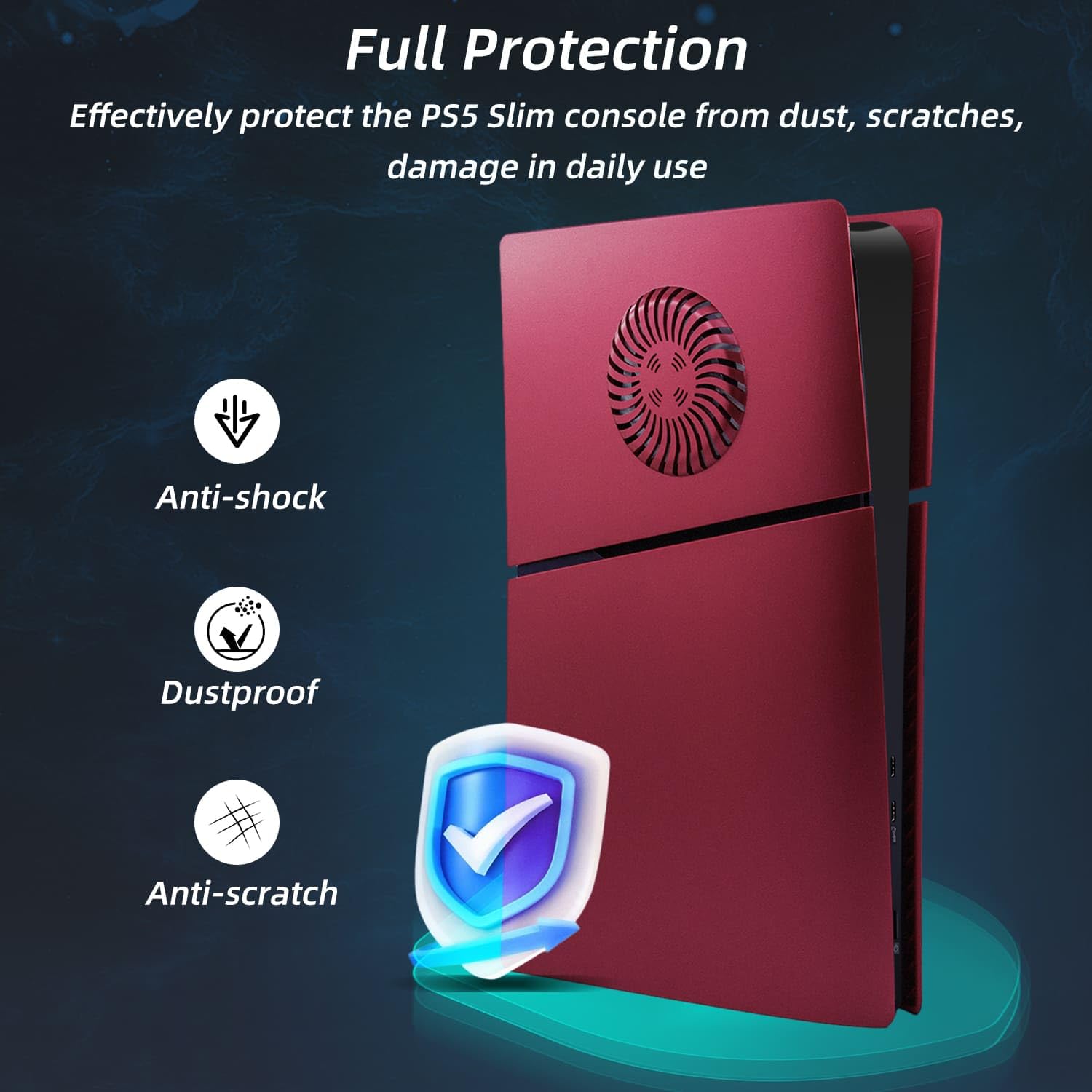 Mcbazel PS5 Slim Faceplate Piastra di Ricambio Placche per Pannello Laterale Rigido Copertura Protettiva di Accessori con Ventilazione per PlayStation 5 Slim Digital Edition(Not for PS5/PS5 Pro)