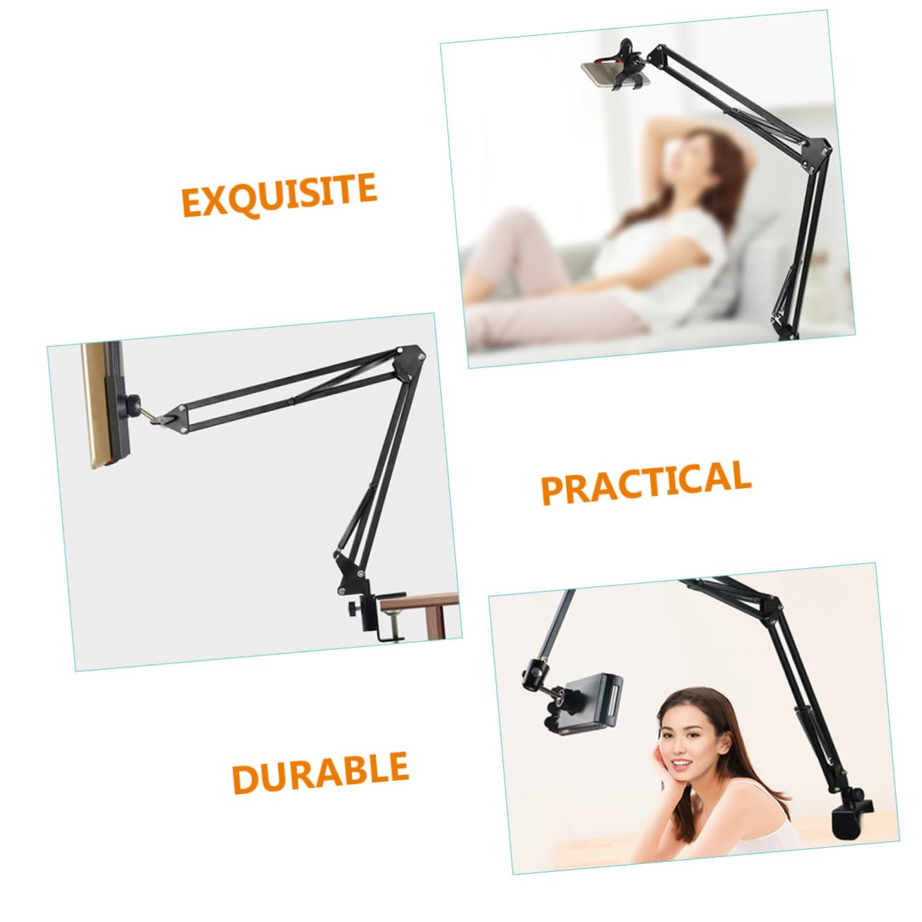 Happyyami Supporto Telefono Regolabile Metallo con Braccio lungo Pieghevole Smartphone e Tablet per Video e Fotografia per Scrivania e