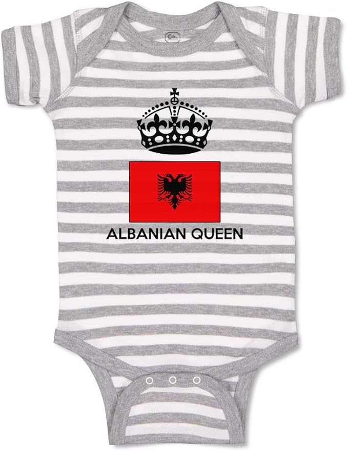Custom Boy & Girl Baby Bodysuit Albanian Queen Crown Funny