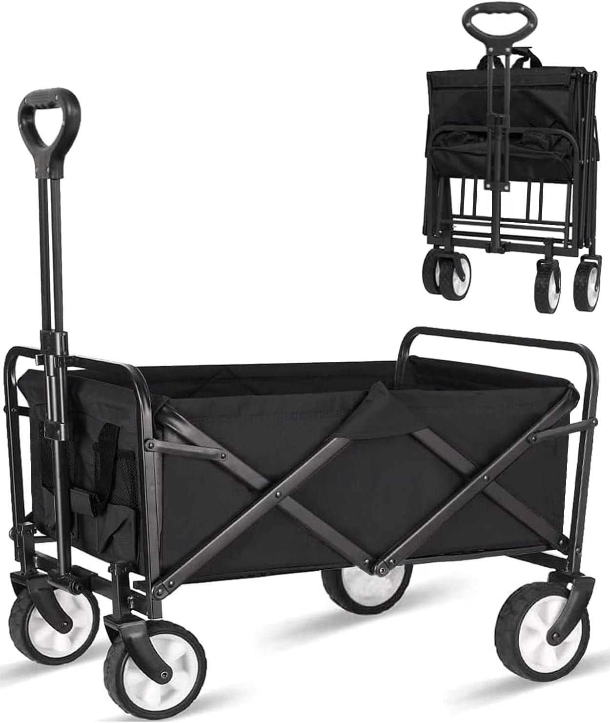 MacSports Collapsible Folding Outdoor Utility Wagon, Black