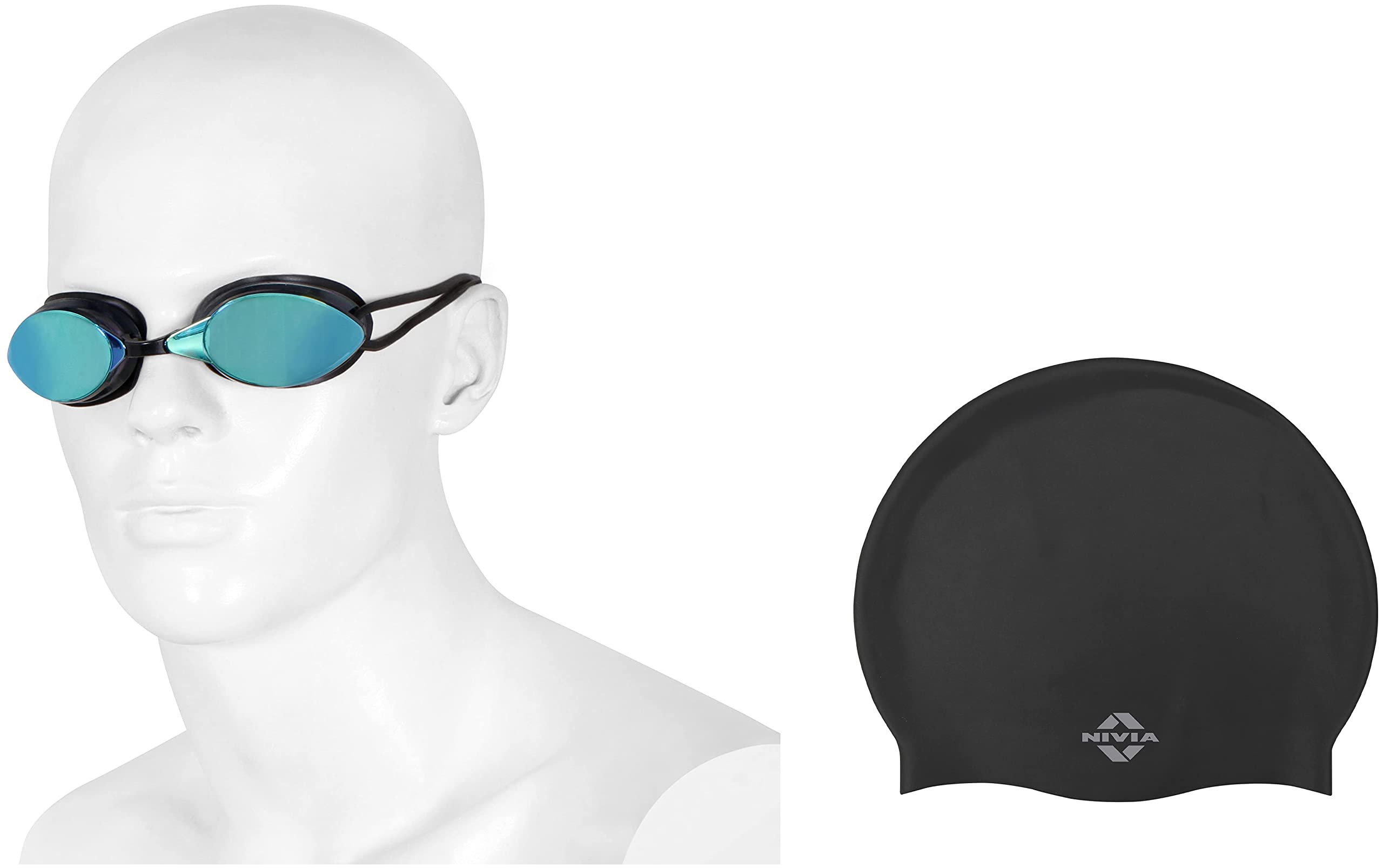 Nivia 4084 Swimming Goggles (Black) Classic Silicone Adult Swimming Cap (Black) (B0BRG65BW7) Amazon Price History, Amazon Price Tracker