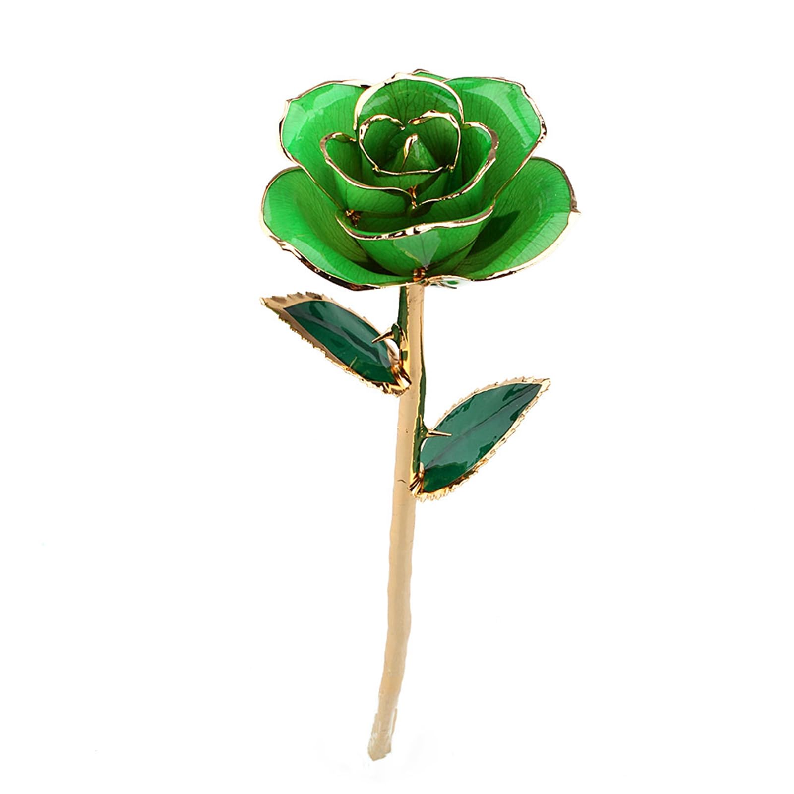 Acouto Rosa Verde Oscuro Bañada en Oro, Rosa Preservada Única de 24K Oro