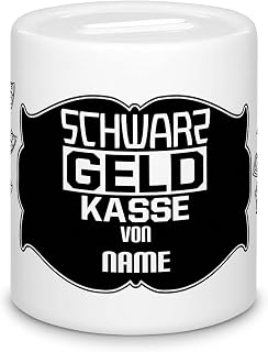 Spardose - Schwarzgeld Kasse - mit Name Personalisieren - Geschenk für Frauen/Männer, Einweihung, Büro, Trinkgeld - Sparbüchse