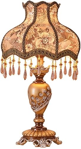 LIRUXUN - Lámpara de mesa europea para dormitorio lámpara de noche para sala de estar estudio lámpara de mesa retro cálida lámpara de mesa