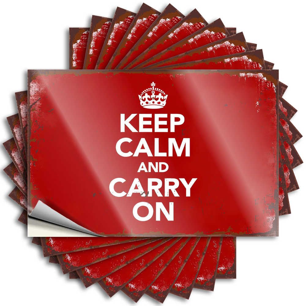 Emo Room Decor Bumper Quote - Vintage Red 'Keep Calm' Motivational Poster Encouragement Durable Sticker Easy Apply for Adults Decor(6X9CM)