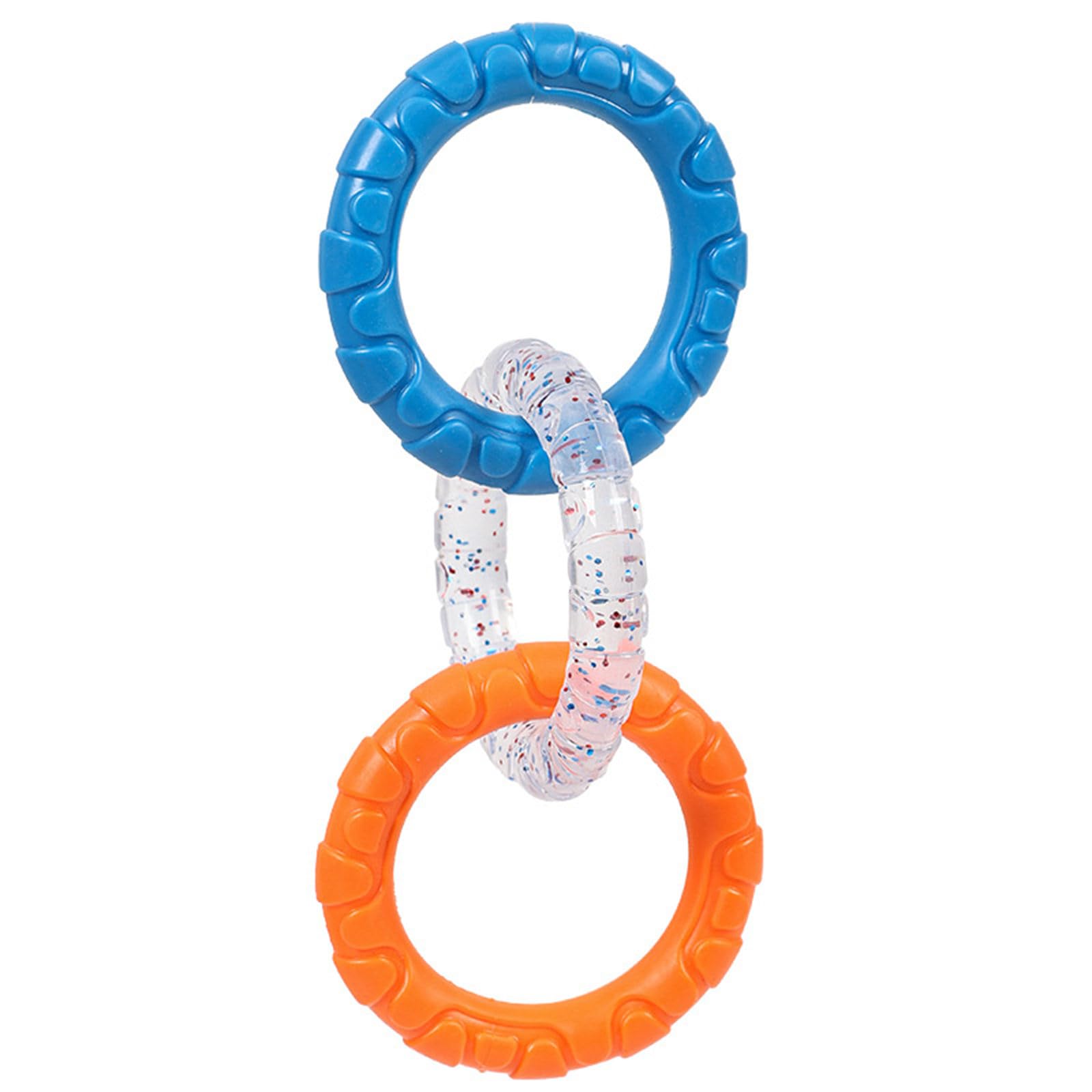 YOGOTEU Pacifier Toys, Dog Chewing Toy Loop Rings for Aggressive Chewer Teething Loop Dog Toy, 21.5*10CM, Orange Blue