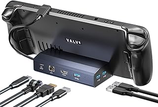 Docking Station Compatible with Steam Deck, 6-in-1 Steam Deck Accessories with HDMI 4K@60Hz, Gigabit Ethernet, 3 USB-A 3.0 and 100W PD Type-C Charging Port Compatible with Valve Steam Deck