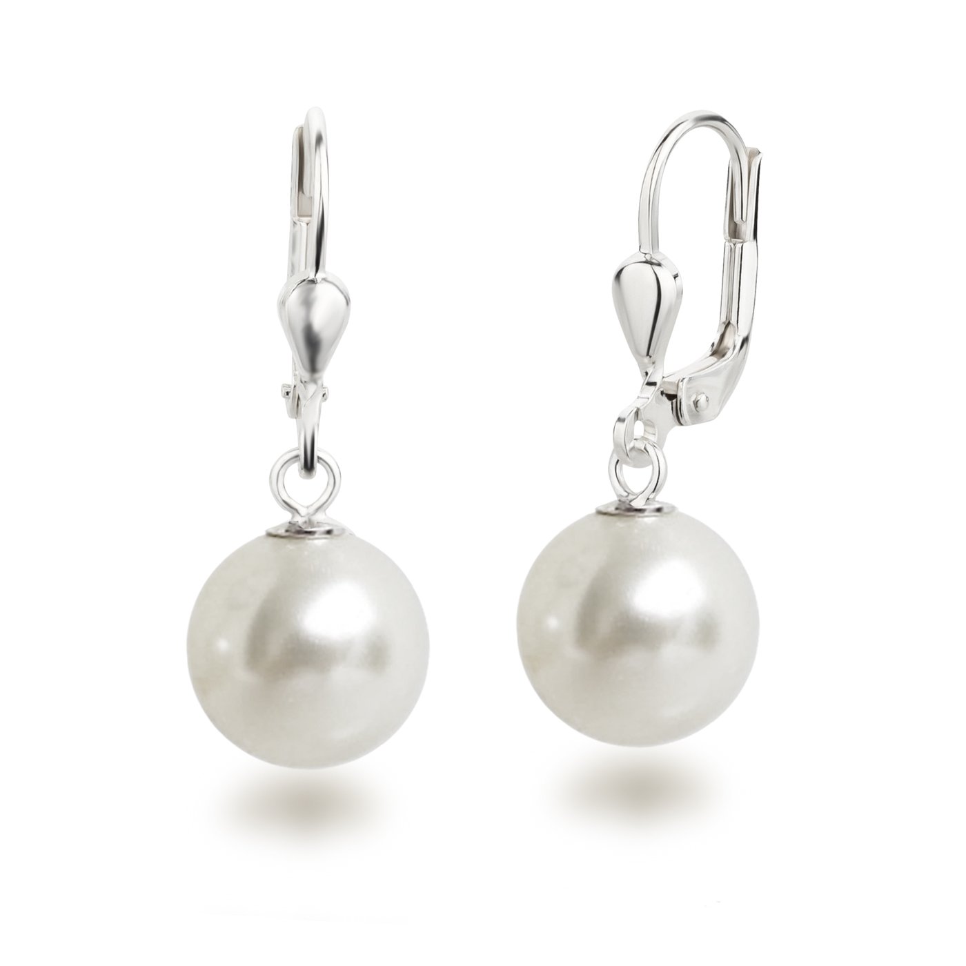 Orecchini Pendenti In Argento Con Perle E Pietre Multicolori 8-10 Mm &ndash; Fatte A Mano, PE227