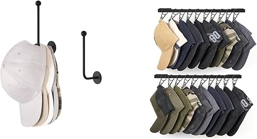 Dahey Perchero para gorras de béisbol, 2 unidades, organizador de sombreros en forma de L y soporte para sombreros con 20 ganchos, organizador de