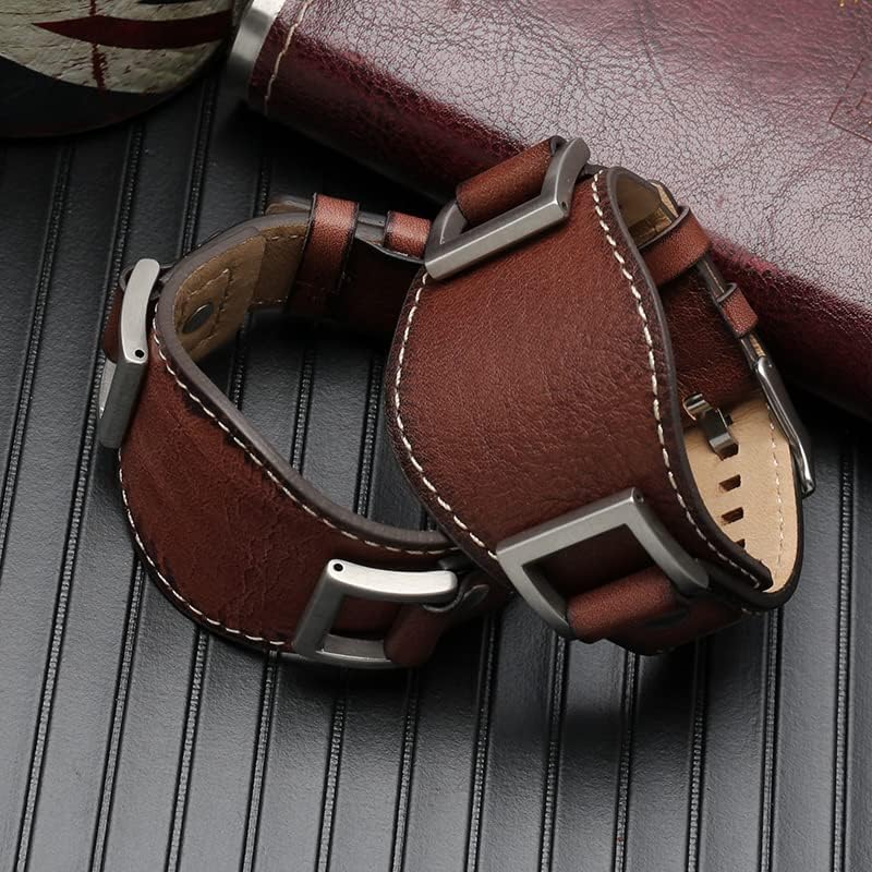 Adwoa Genuine Calf Leather Replacement Straps Compatible for Men's 24mm Spring Bar Fossil Leather Watch Band JR1157 with Stainless Steel Buckle