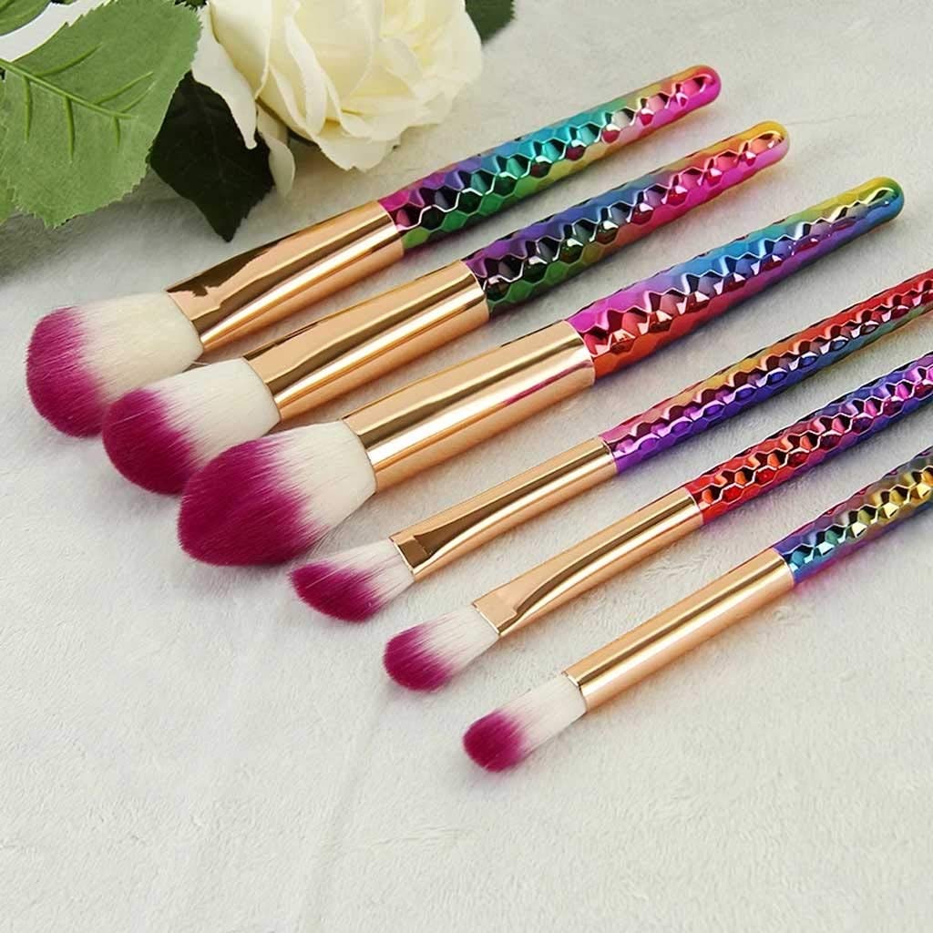 Set di pennelli per Trucco Professionale 6 Pezzi pennelli per Cosmetici pennelli per Trucco Occhi con Base di Contorno colorato