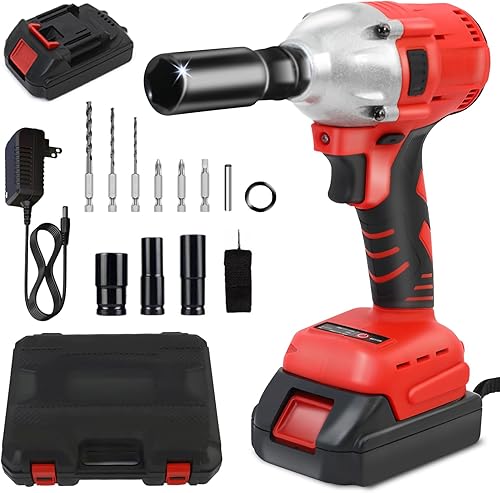 Miniatura 10 de ALSO GO Llave de impacto inalámbrica de 12 pulgada, pistola de impacto eléctrica de 450 N.m330 pies, destornillador de impacto de alto par de 20 V,
